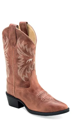 Old West Children Girls Western Cactus Pink Leather Cowboy Boots 12.5 D