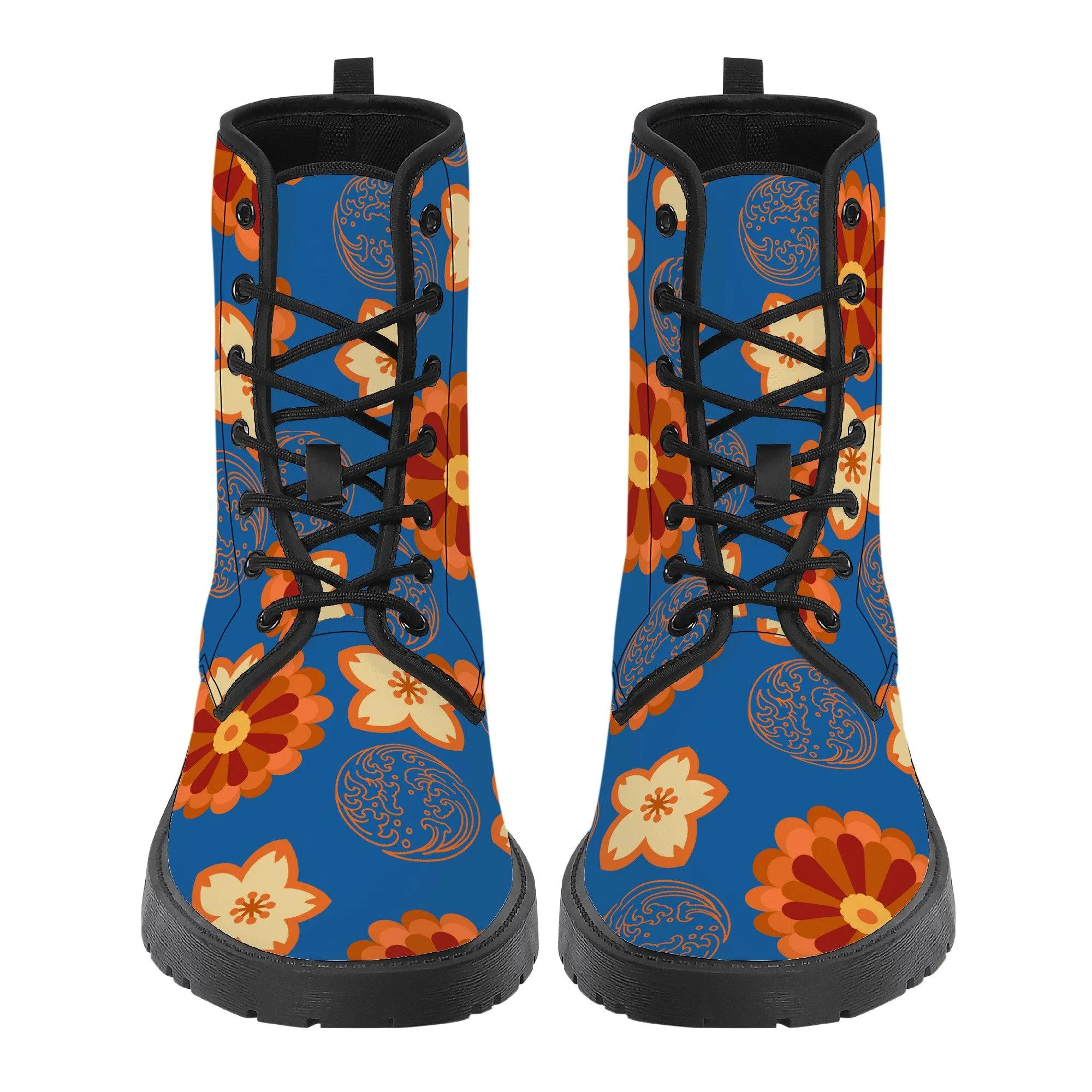 Orange Flower & Blue Sky Vegan Leather Boots