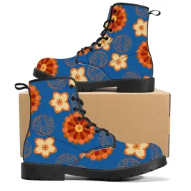 Orange Flower & Blue Sky Vegan Leather Boots