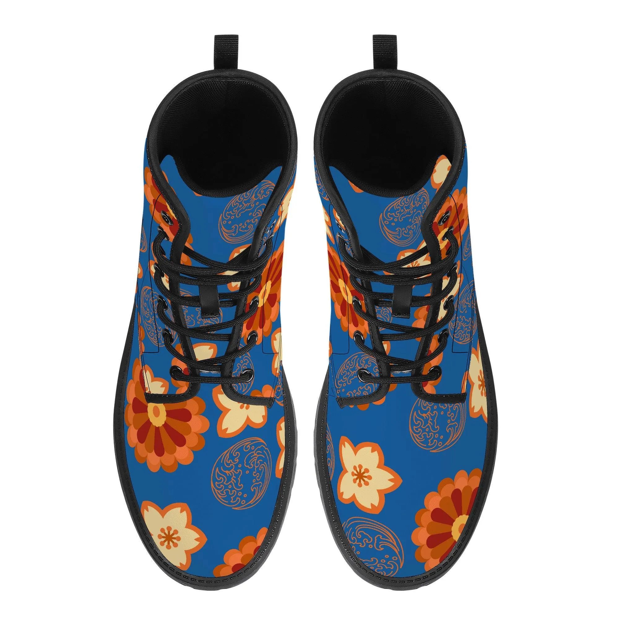 Orange Flower & Blue Sky Vegan Leather Boots