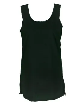 Plain Cotton Camisole With Lace For Women - Color Black - LA-1