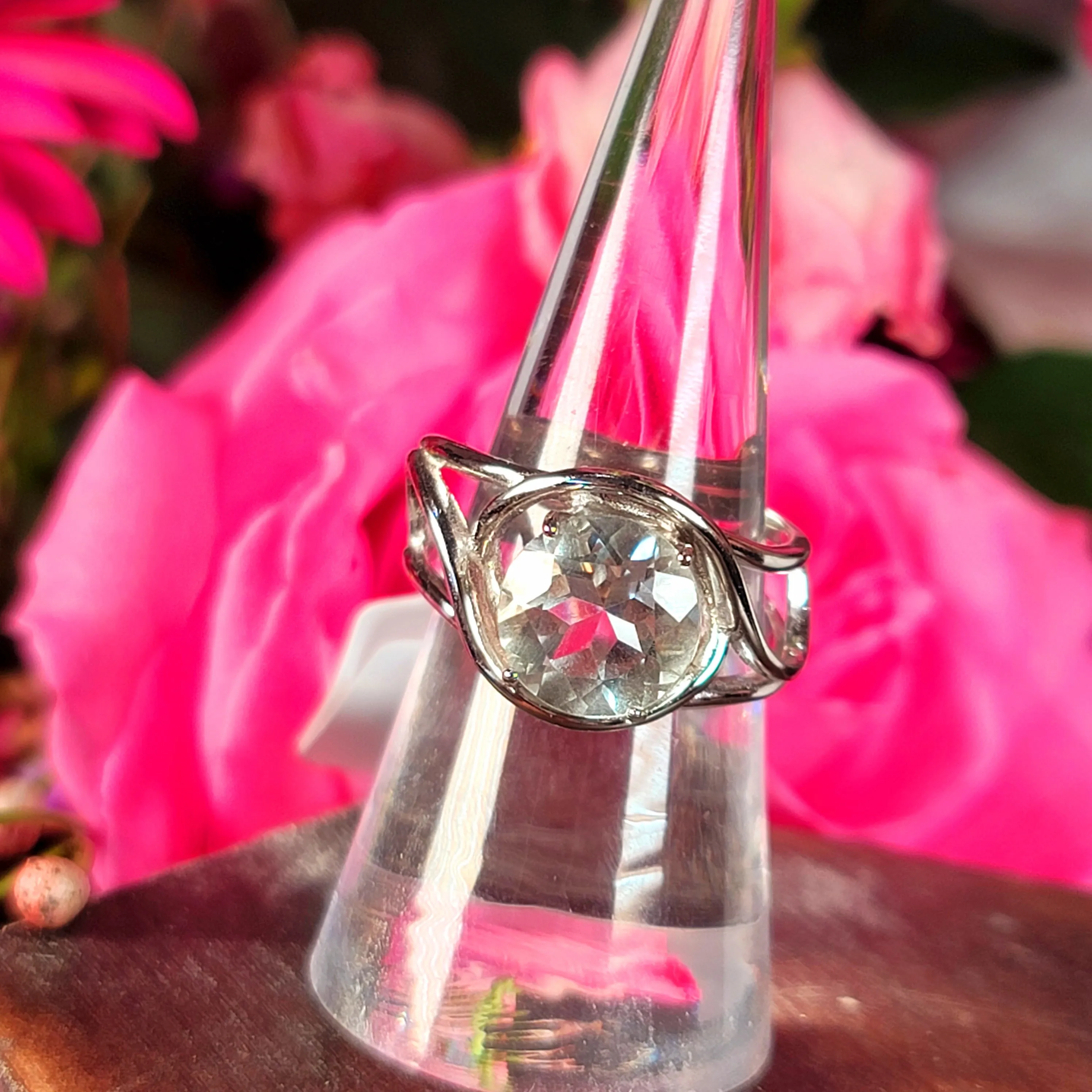 Praisolite Finger Cuff Adjustable Ring .925 Silver for Love, Prosperity and Success