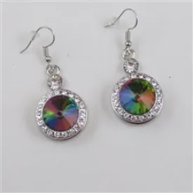 Rainbow Crystal & Silver Drop Earrings