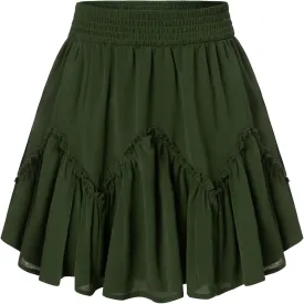 Scarlet Darkness Women Mini Skirt Ruffles Flared Skater Skirts High Waisted Short Renaissance Pirate Skirt