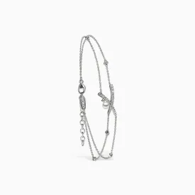 Sleek 18K Gold Pearl and Diamond Cross Chain Bracelet