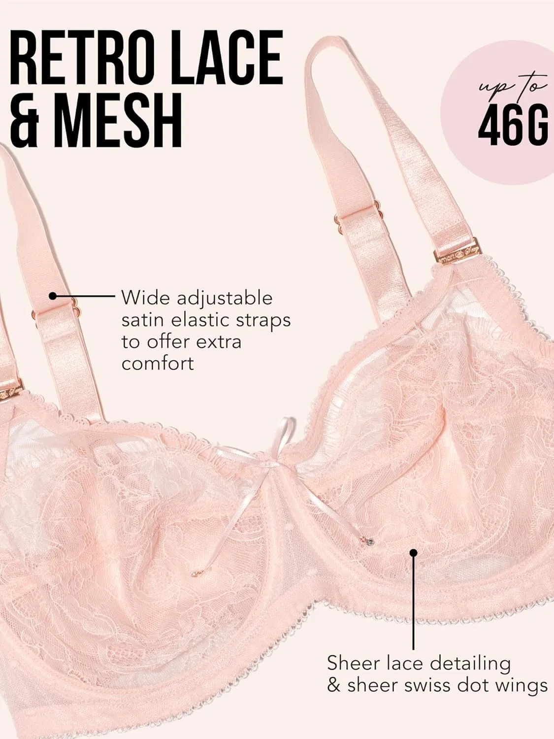 Smart & Sexy Women's Lace & Mesh Full Coverage Bra  Unlined Underwire for Natural Shaping