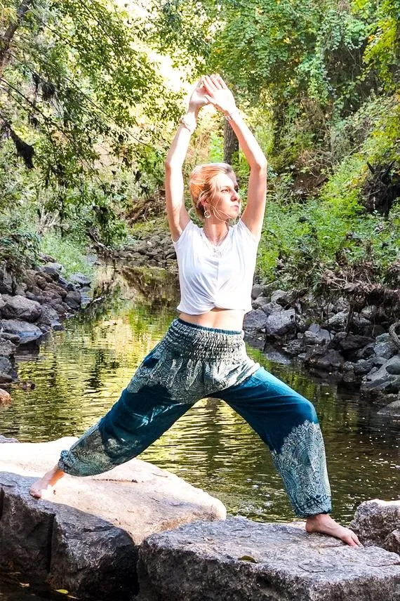 Teal Floral Boho Pants | CozyCouture®
