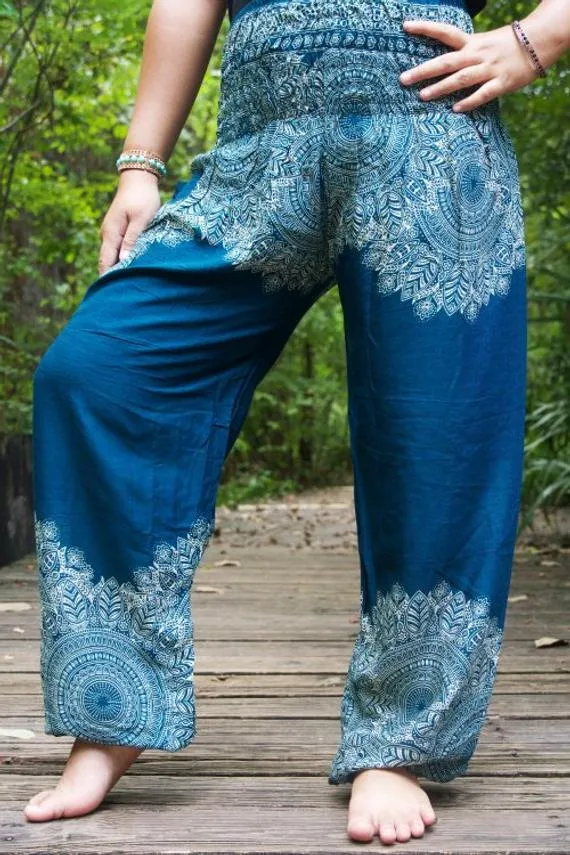 Teal Floral Boho Pants | CozyCouture®