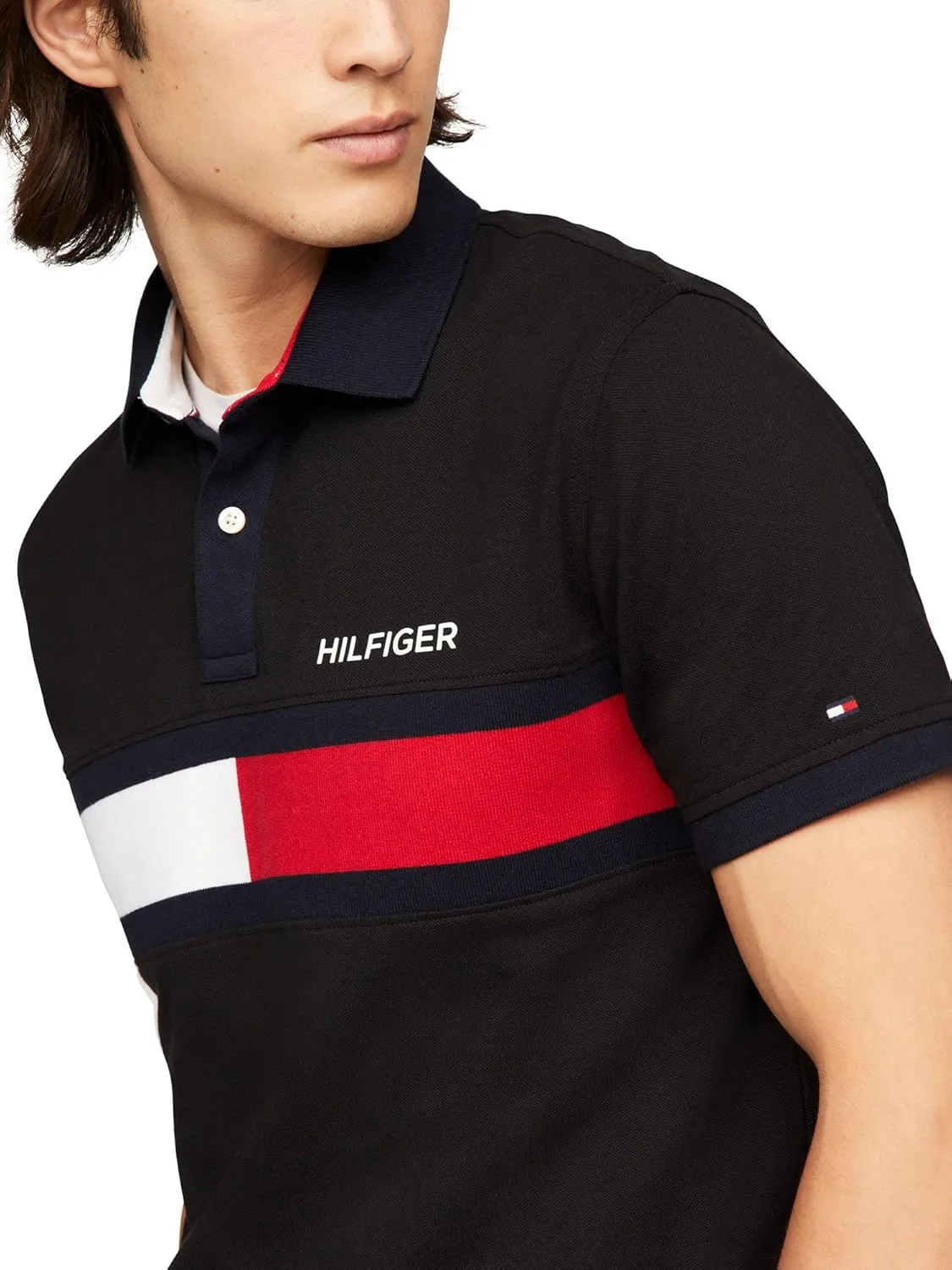 Tommy Hilfiger Men's Short Sleeve Cotton Pique Flag Polo in Regular Fit
