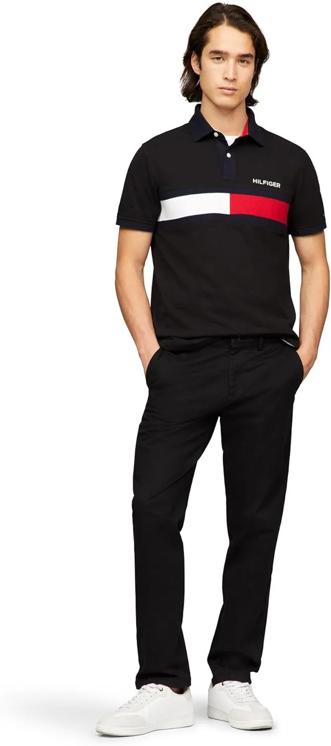 Tommy Hilfiger Men's Short Sleeve Cotton Pique Flag Polo in Regular Fit