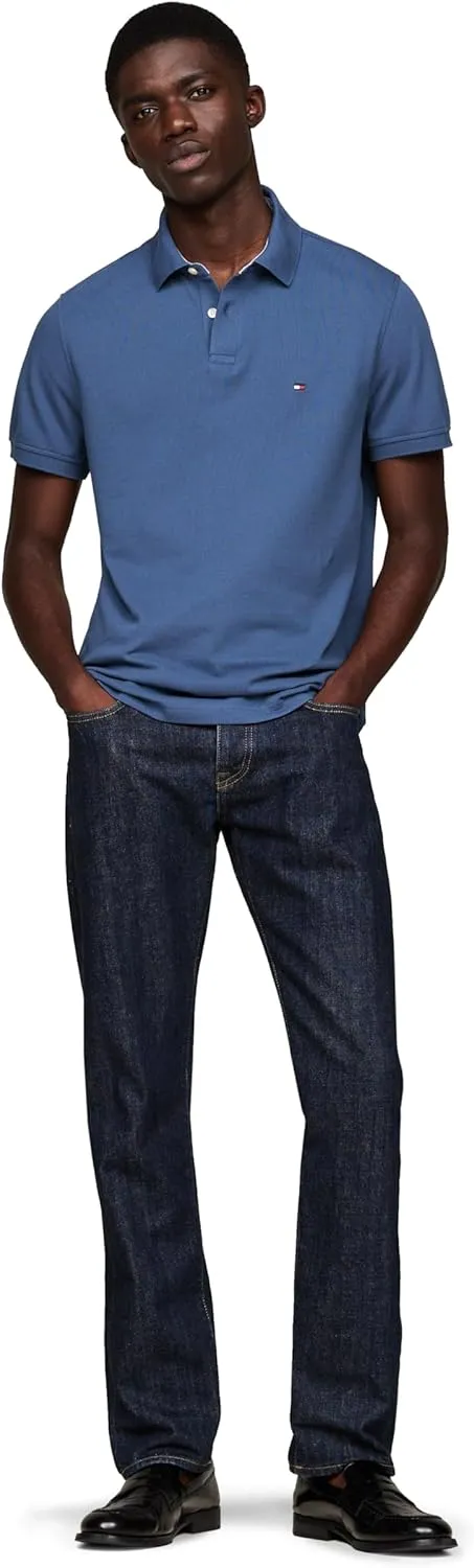 Tommy Hilfiger Men's Short Sleeve Polo Shirts in Regular Fit with Stretch and Organic Pique Cotton