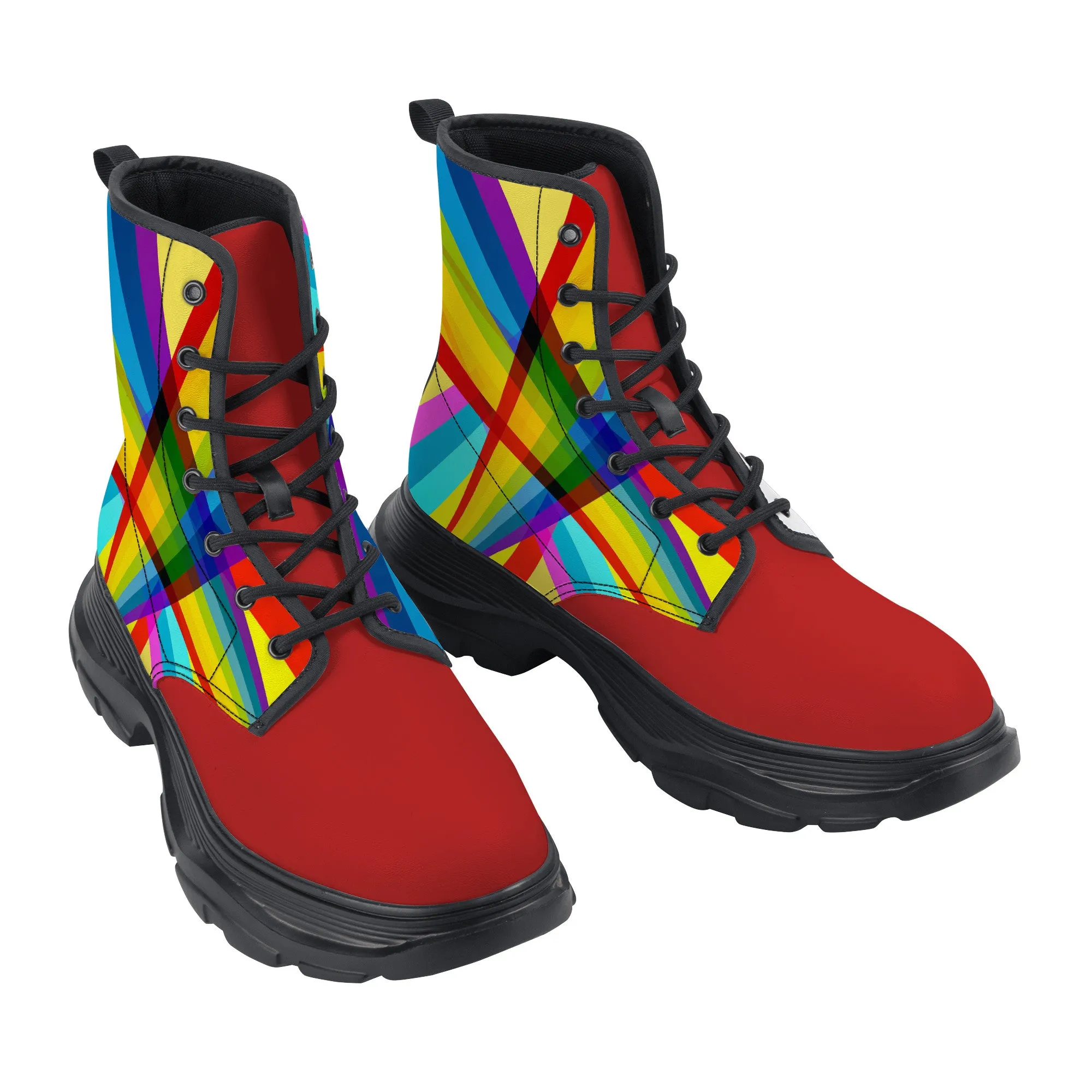 Unisex Chunky Boots -Yellow/Red