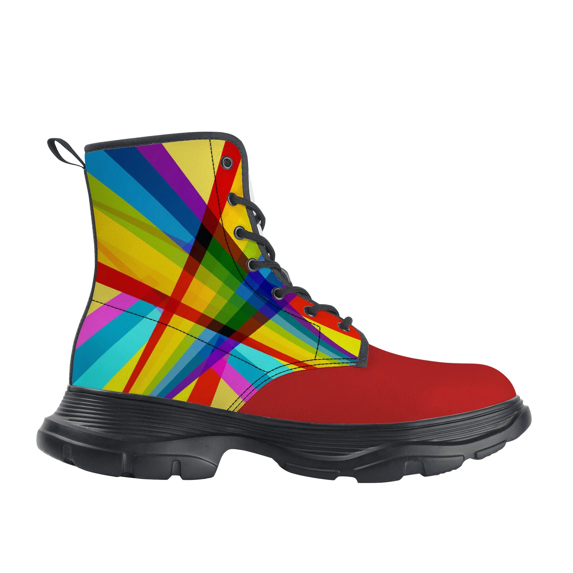 Unisex Chunky Boots -Yellow/Red