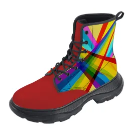 Unisex Chunky Boots -Yellow/Red