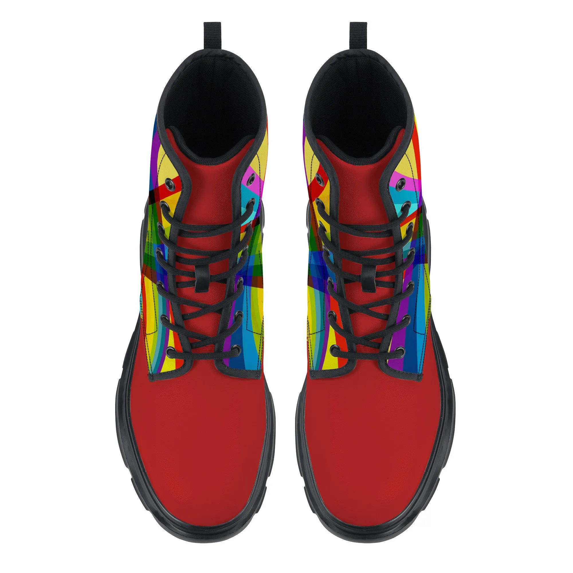 Unisex Chunky Boots -Yellow/Red