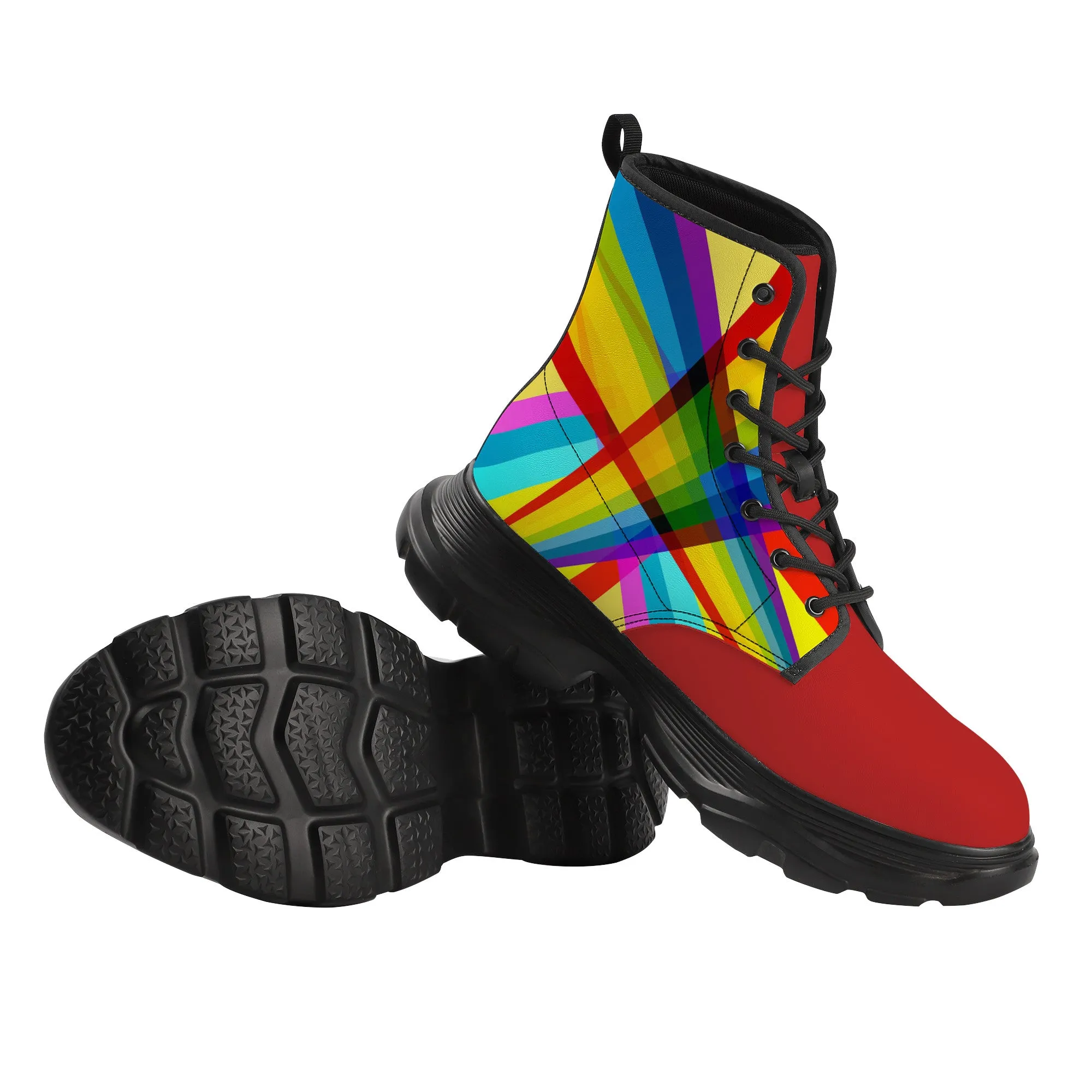 Unisex Chunky Boots -Yellow/Red