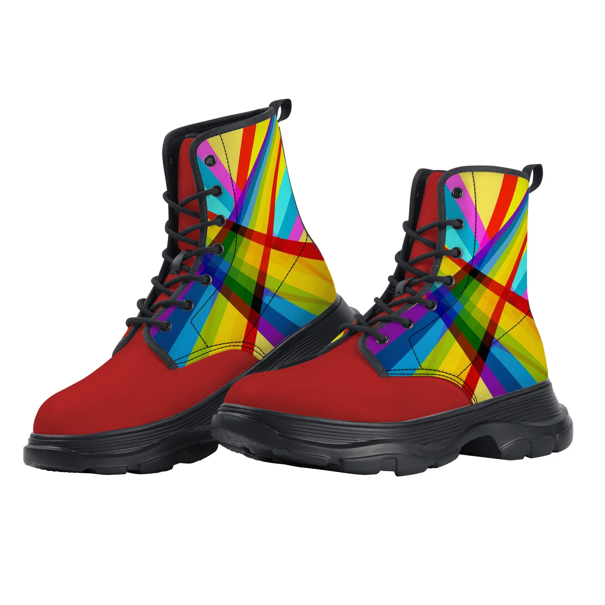 Unisex Chunky Boots -Yellow/Red