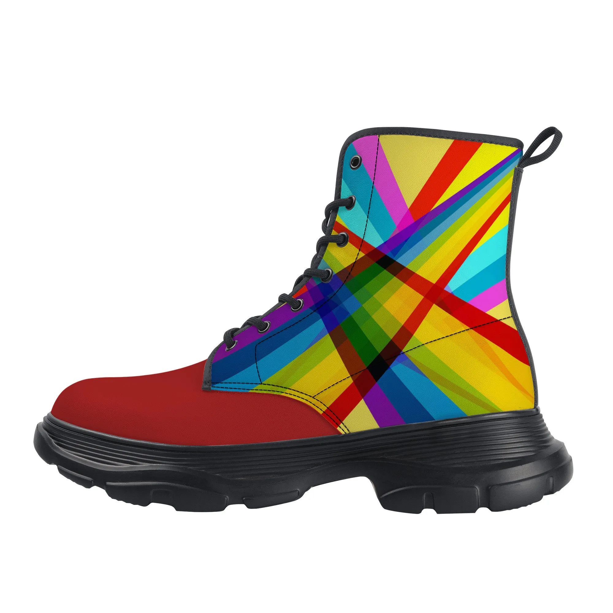 Unisex Chunky Boots -Yellow/Red