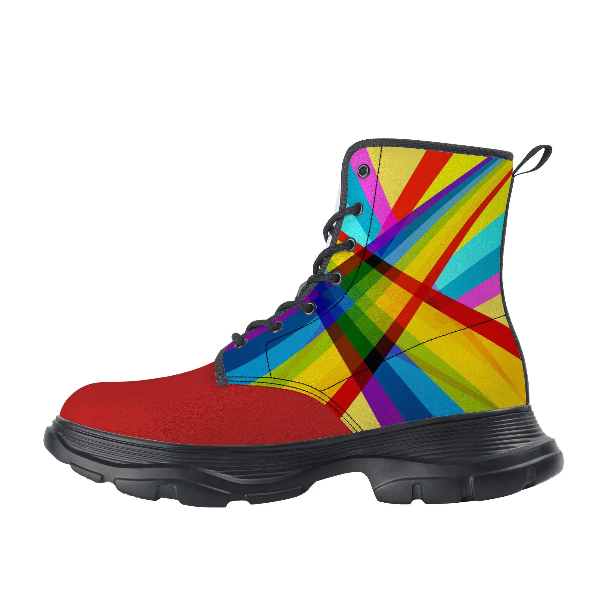 Unisex Chunky Boots -Yellow/Red