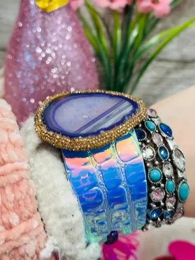 Violet Stone & Iridescent Glow Cuff