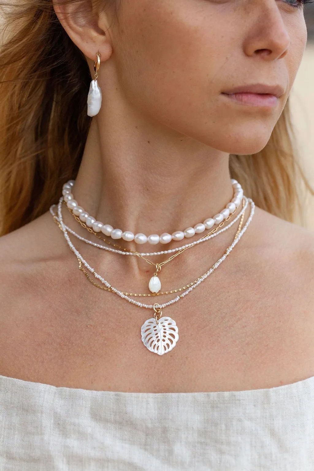White Pearl Choker Necklace - Ala