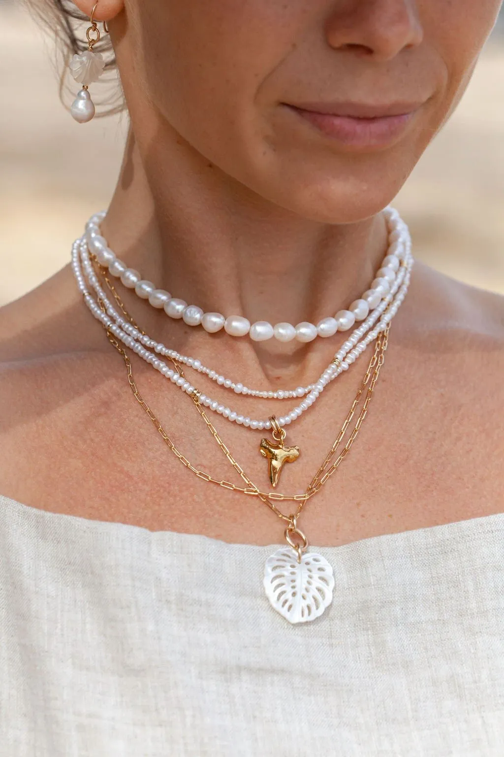 White Pearl Choker Necklace - Ala