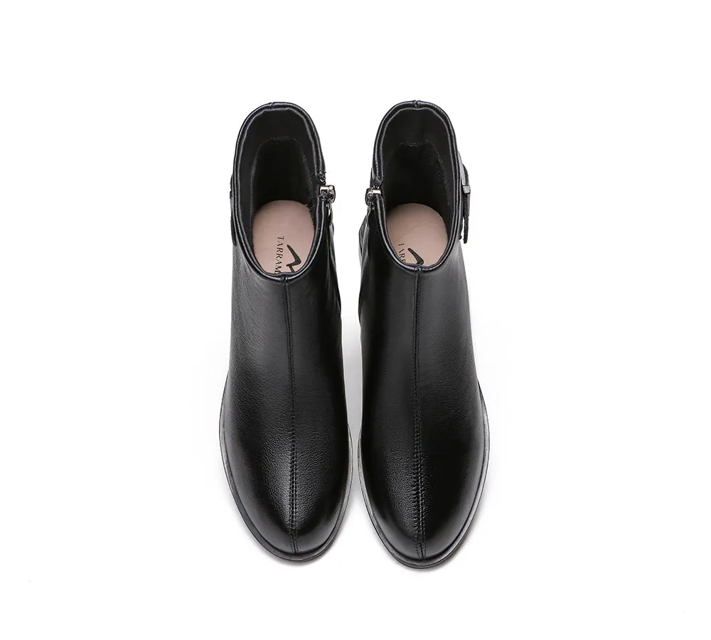 Women Leather Boots Pointed Toe Buckled Chelsea Boots Ivana