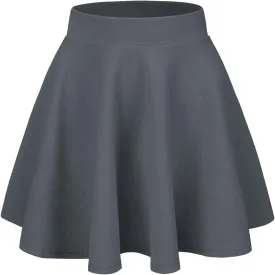 Women's Casual Stretch Waist Versatile Flared Mini Skater Skirt