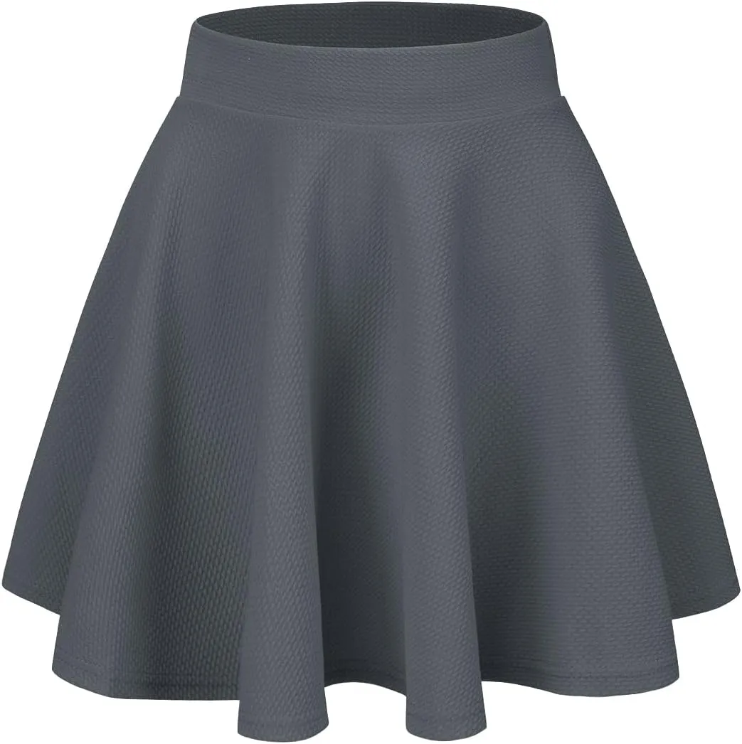 Women's Casual Stretch Waist Versatile Flared Mini Skater Skirt