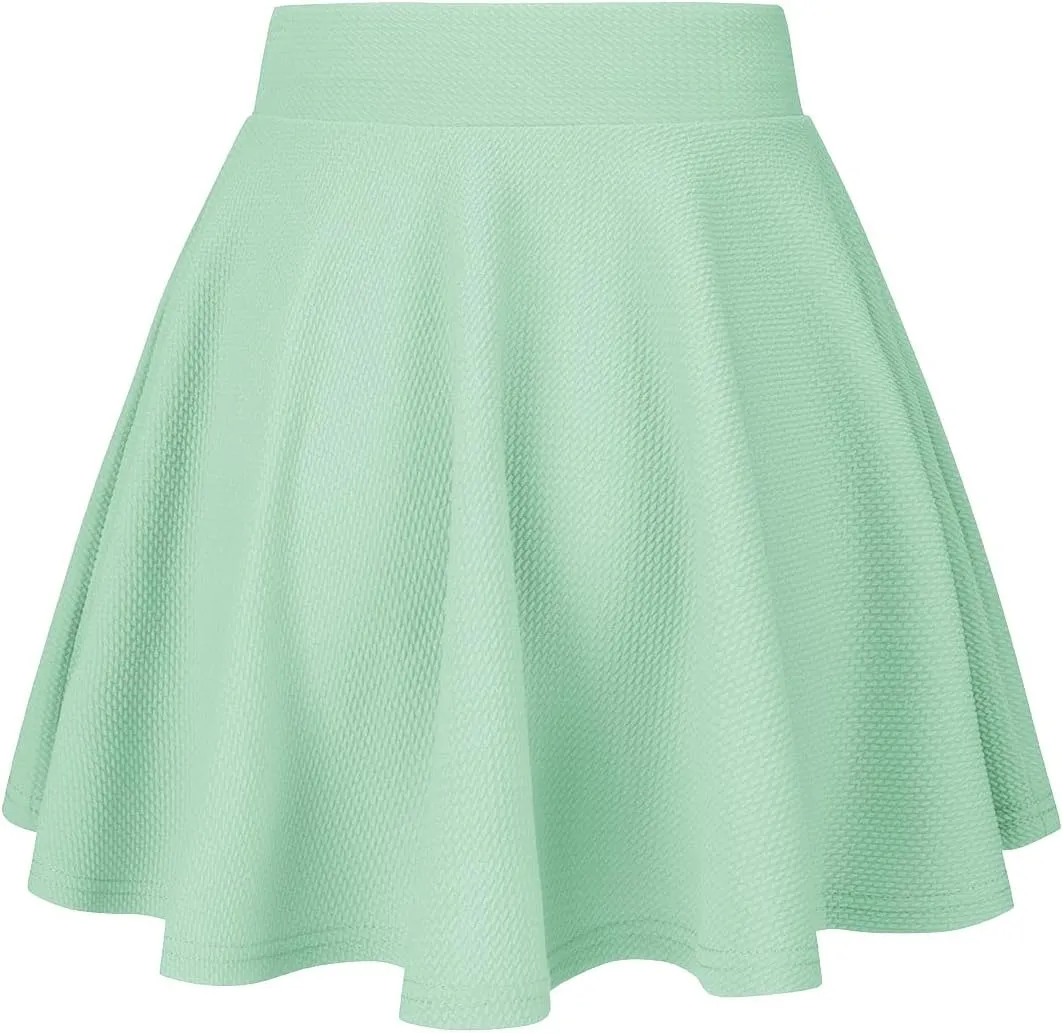 Women's Casual Stretch Waist Versatile Flared Mini Skater Skirt
