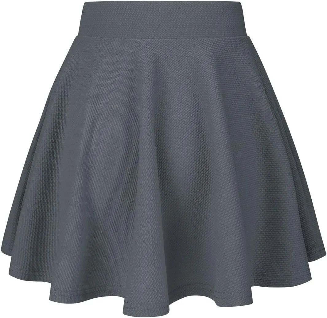 Women's Casual Stretch Waist Versatile Flared Mini Skater Skirt