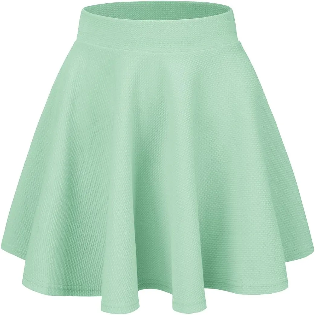 Women's Casual Stretch Waist Versatile Flared Mini Skater Skirt
