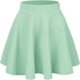 Women's Casual Stretch Waist Versatile Flared Mini Skater Skirt