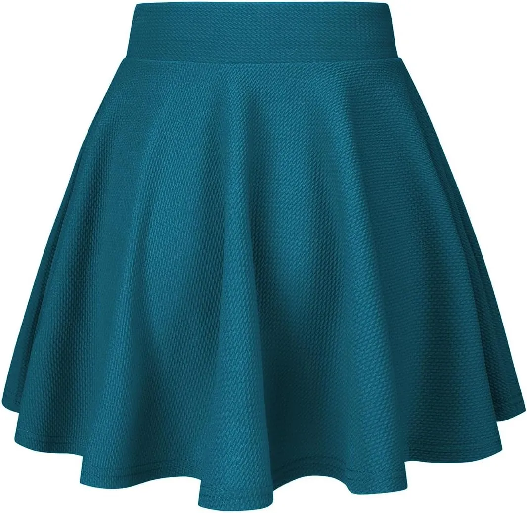Women's Casual Stretch Waist Versatile Flared Mini Skater Skirt