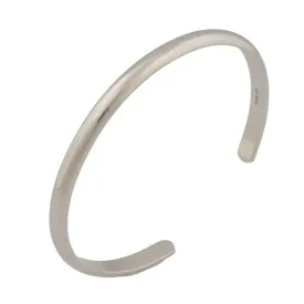 Womens Curved D-Shape Slim Silver Cuff Bracelet