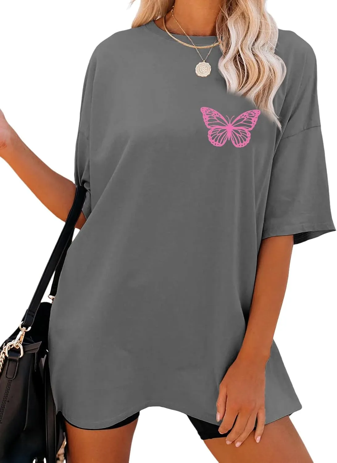 Womens Oversized Trendy Positive Quotes Graphic Tee Aesthetic T-Shirt Casual Short Sleeve Summer Top Words on Back