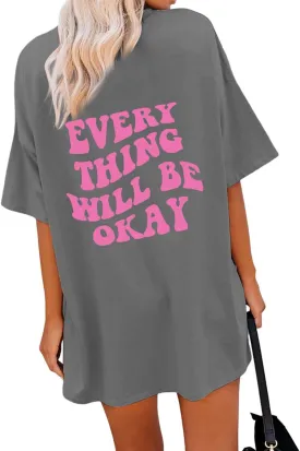 Womens Oversized Trendy Positive Quotes Graphic Tee Aesthetic T-Shirt Casual Short Sleeve Summer Top Words on Back