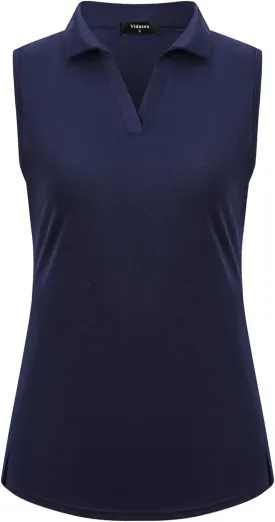 Womens Sleeveless Golf Polo Shirts Lightweight Tennis Sport Tops